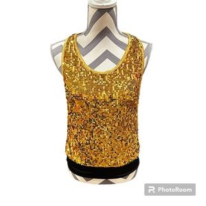 Gold Sequin small adult tank Balera Dancewear
